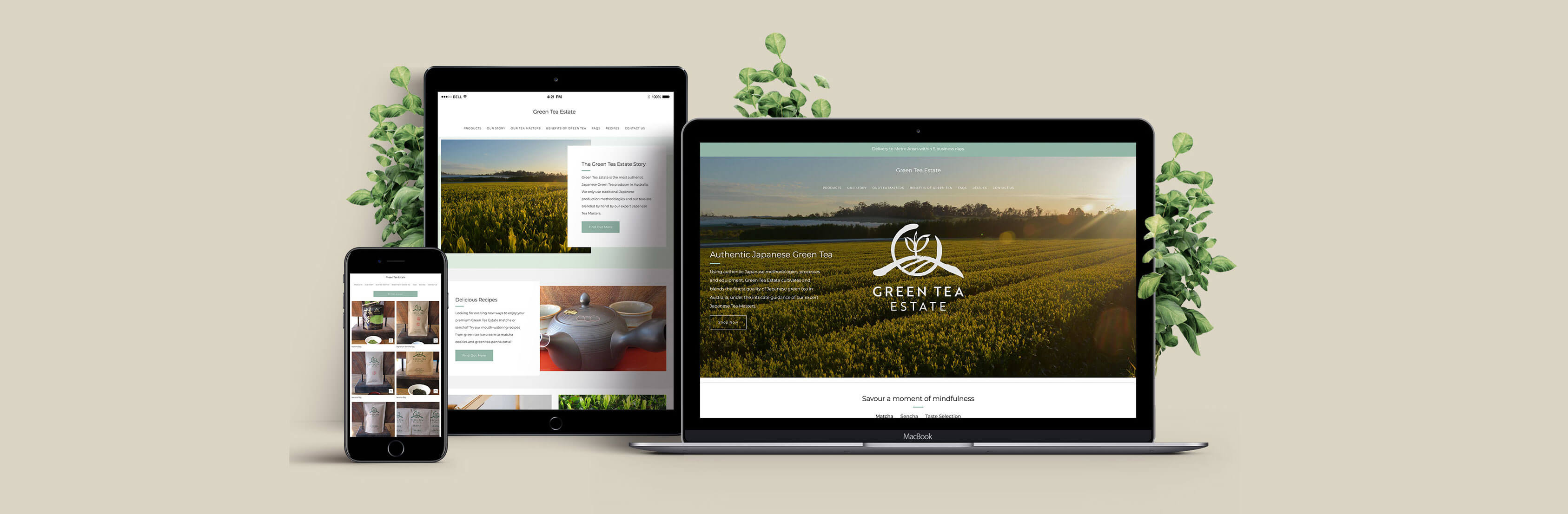 Green Tea Estate Website - Shopify e-commerce